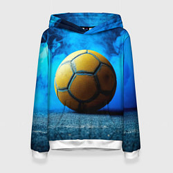 Толстовка-худи женская Гандбольный мяч синий дым, цвет: 3D-белый