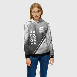 Толстовка-худи женская Tokyo Ghoul - grey gradient вертикально, цвет: 3D-черный — фото 2