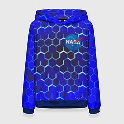 Толстовка-худи женская Nasa голубая броня, цвет: 3D-синий