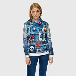 Толстовка-худи женская Пиксельный космос, цвет: 3D-белый — фото 2