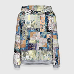 Толстовка-худи женская Цветочная геометрическая абстракция, цвет: 3D-меланж