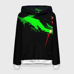Толстовка-худи женская Color black green red, цвет: 3D-белый