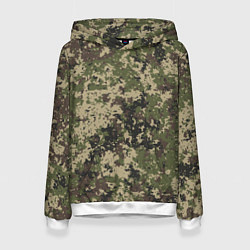 Толстовка-худи женская Камуфляж защитный пиксельный, цвет: 3D-белый