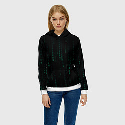Толстовка-худи женская Color black turquoise, цвет: 3D-белый — фото 2