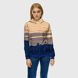 Толстовка-худи женская Городской пейзаж стилизованный, цвет: 3D-синий — фото 2