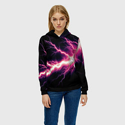 Толстовка-худи женская Lightning pink, цвет: 3D-черный — фото 2
