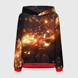 Толстовка-худи женская Искры и огоньки текстура, цвет: 3D-красный