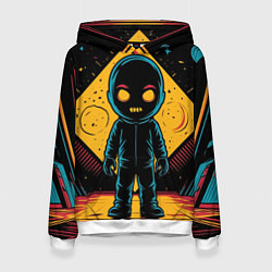 Толстовка-худи женская Недовольный инопланетянин, цвет: 3D-белый