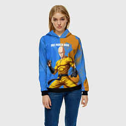 Толстовка-худи женская Саитама и Генос, цвет: 3D-черный — фото 2