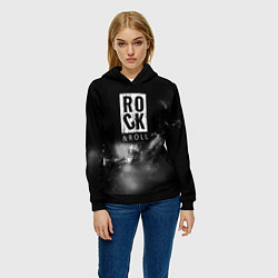 Толстовка-худи женская Рок н ролл дым, цвет: 3D-черный — фото 2