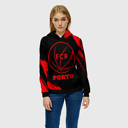 Толстовка-худи женская Porto - red gradient, цвет: 3D-черный — фото 2