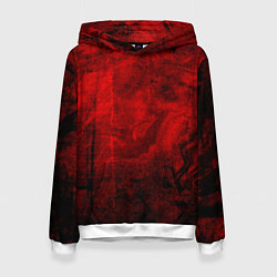 Толстовка-худи женская Абстракция - red trash darkness, цвет: 3D-белый
