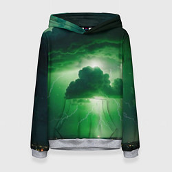 Толстовка-худи женская Зелёный гром, цвет: 3D-меланж