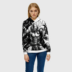 Толстовка-худи женская Doom guy and demons, цвет: 3D-белый — фото 2