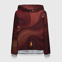 Толстовка-худи женская Темно-бордовый волнистый узор, цвет: 3D-меланж