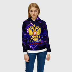 Толстовка-худи женская Триколор - герб России, цвет: 3D-белый — фото 2