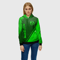 Толстовка-худи женская Mazda - green gradient вертикально, цвет: 3D-черный — фото 2