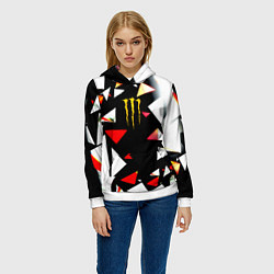 Толстовка-худи женская Monster energy геометрия, цвет: 3D-белый — фото 2