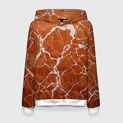 Толстовка-худи женская Темно-оранжевый мрамор, цвет: 3D-белый