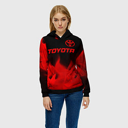 Толстовка-худи женская Toyota - red gradient посередине, цвет: 3D-черный — фото 2