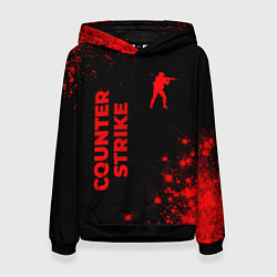 Толстовка-худи женская Counter Strike - red gradient вертикально, цвет: 3D-черный