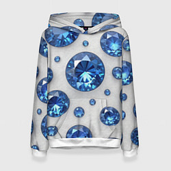 Толстовка-худи женская Россыпь сапфиров, цвет: 3D-белый