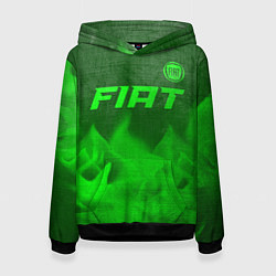 Толстовка-худи женская Fiat - green gradient посередине, цвет: 3D-черный