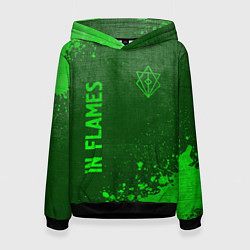 Толстовка-худи женская In Flames - green gradient вертикально, цвет: 3D-черный