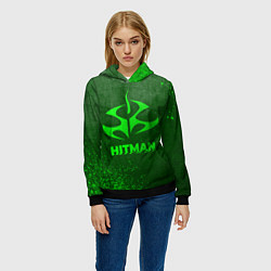 Толстовка-худи женская Hitman - green gradient, цвет: 3D-черный — фото 2