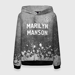 Толстовка-худи женская Marilyn Manson - grey gradient посередине, цвет: 3D-черный