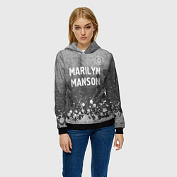 Толстовка-худи женская Marilyn Manson - grey gradient посередине, цвет: 3D-черный — фото 2