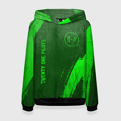 Толстовка-худи женская Twenty One Pilots - green gradient вертикально, цвет: 3D-черный