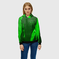 Толстовка-худи женская Twenty One Pilots - green gradient вертикально, цвет: 3D-черный — фото 2