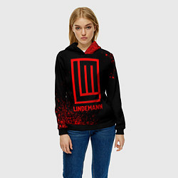 Толстовка-худи женская Lindemann - red gradient, цвет: 3D-черный — фото 2