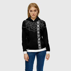 Толстовка-худи женская Славянские символы традиции народа, цвет: 3D-белый — фото 2