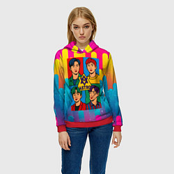 Толстовка-худи женская Astro разноцветный комикс, цвет: 3D-красный — фото 2