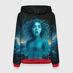 Толстовка-худи женская Билли Айлиш из волн, цвет: 3D-красный