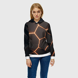 Толстовка-худи женская Серая текстура из сот, цвет: 3D-белый — фото 2