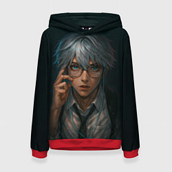 Толстовка-худи женская Стильный мужчина в очках, цвет: 3D-красный