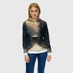 Толстовка-худи женская Дорога к Японскому храму, цвет: 3D-белый — фото 2