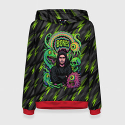 Толстовка-худи женская Bones психоделический стиль, цвет: 3D-красный