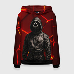 Толстовка-худи женская Игра в кальмара - страж в черном, цвет: 3D-черный