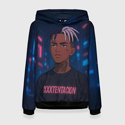 Толстовка-худи женская XXXTentacion - Неоновый аниме арт, цвет: 3D-черный