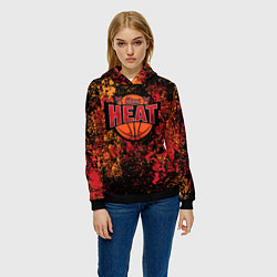 Толстовка-худи женская Майами Хит - цветовой хаос, цвет: 3D-черный — фото 2