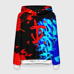 Толстовка-худи женская Doom лёд и пламя, цвет: 3D-белый