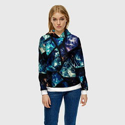 Толстовка-худи женская Текстура драгоценных камней, цвет: 3D-белый — фото 2