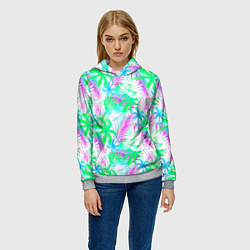 Толстовка-худи женская Palm green light blue, цвет: 3D-меланж — фото 2