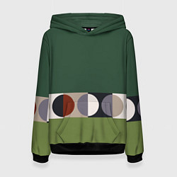 Толстовка-худи женская Луна Малевича сосновый зеленый, цвет: 3D-черный