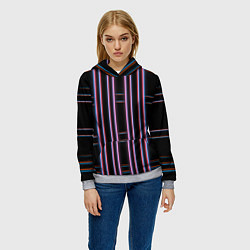 Толстовка-худи женская Neon red blue black, цвет: 3D-меланж — фото 2