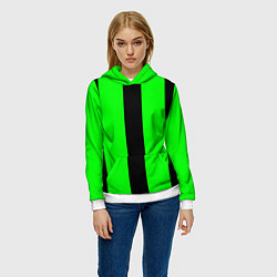Толстовка-худи женская Color green black line, цвет: 3D-белый — фото 2